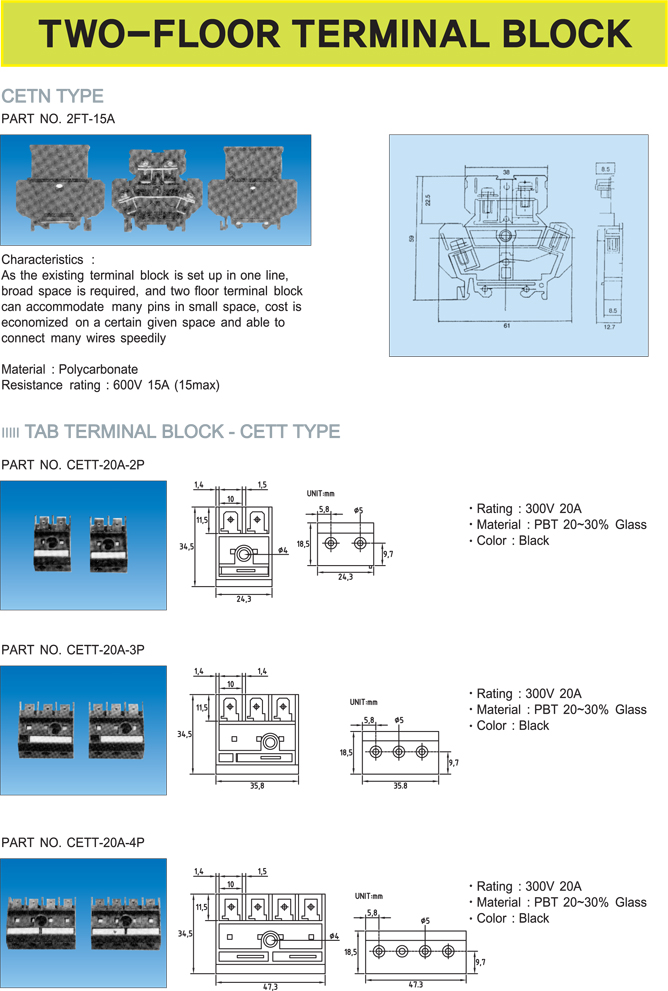 two floor terminal block